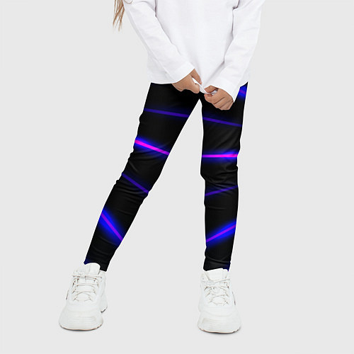 Детские легинсы Color black neon stripes / 3D-принт – фото 3