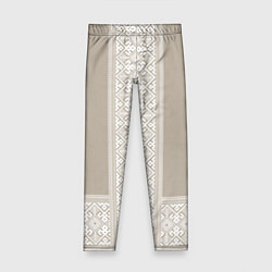 Леггинсы для девочки Славянский орнамент-вышиванка рубаха, цвет: 3D-принт