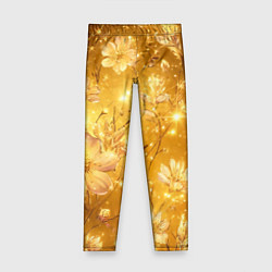 Детские легинсы Цветочный золотой с искрами