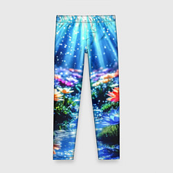 Леггинсы для девочки Цветы на глубине освещённые лучами, цвет: 3D-принт