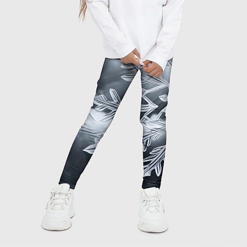 Детские легинсы Снежинка на черно белое / 3D-принт – фото 3
