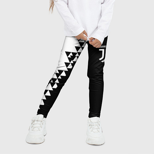 Детские легинсы Juventus черно белая геометрия текстура / 3D-принт – фото 3