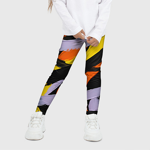 Детские легинсы Полоски краски абстракция / 3D-принт – фото 3