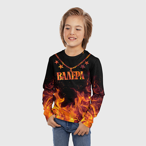 Детский лонгслив Валера - кулон на цепи в огне / 3D-принт – фото 3