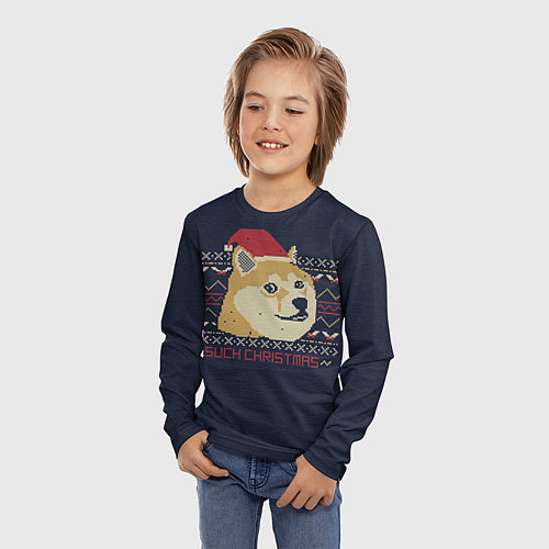 Детский лонгслив Doge Such Christmas / 3D-принт – фото 3