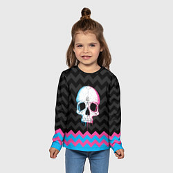 Лонгслив детский Colored Skull, цвет: 3D-принт — фото 2