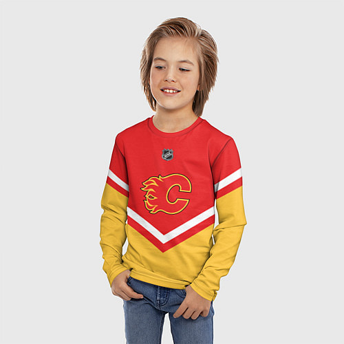 Детский лонгслив NHL: Calgary Flames / 3D-принт – фото 3