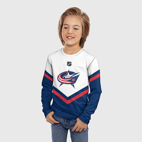 Детский лонгслив NHL: Columbus Blue Jackets / 3D-принт – фото 3