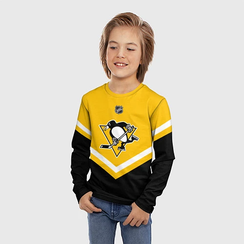 Детский лонгслив NHL: Pittsburgh Penguins / 3D-принт – фото 3