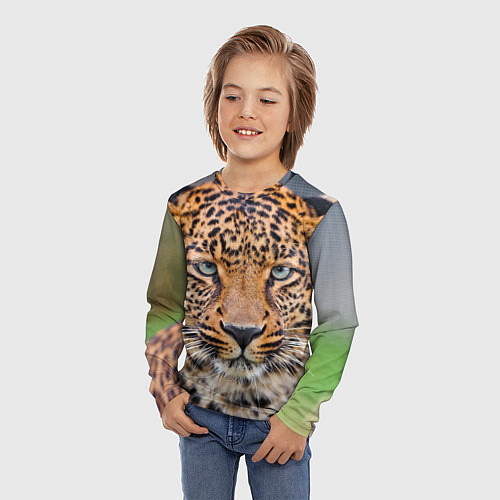 Детский лонгслив Грустный леопард / 3D-принт – фото 3