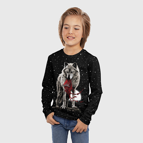 Детский лонгслив Серый волк / 3D-принт – фото 3