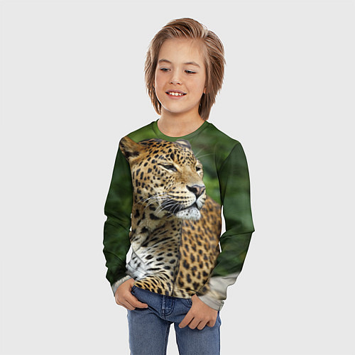 Детский лонгслив Лик леопарда / 3D-принт – фото 3