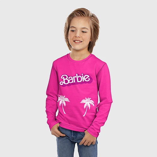 Детский лонгслив Barbie пальмы / 3D-принт – фото 3