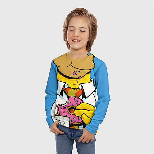 Детский лонгслив Homer with donut / 3D-принт – фото 3