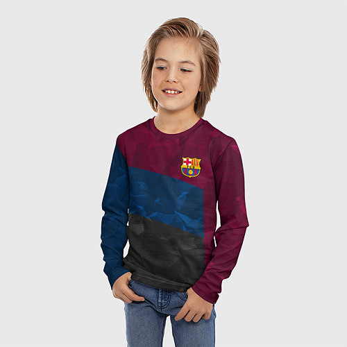 Детский лонгслив FC Barcelona: Dark polygons / 3D-принт – фото 3