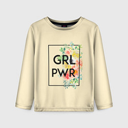 Лонгслив детский GRL PWR, цвет: 3D-принт