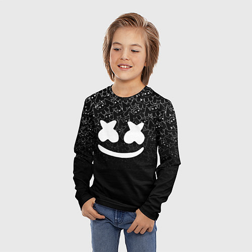 Детский лонгслив Marshmello Black / 3D-принт – фото 3
