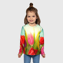 Лонгслив детский Цветущие тюльпаны, цвет: 3D-принт — фото 2