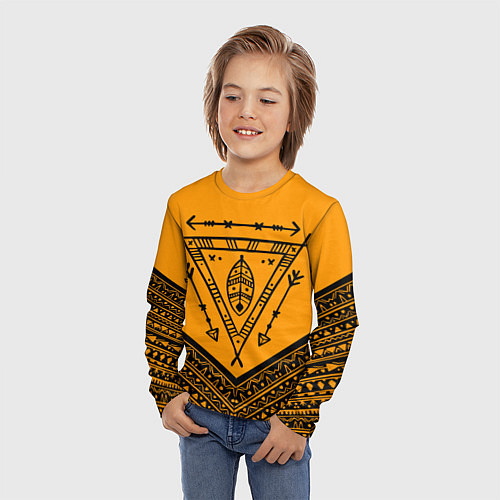 Детский лонгслив Native American: Yellow Style / 3D-принт – фото 3
