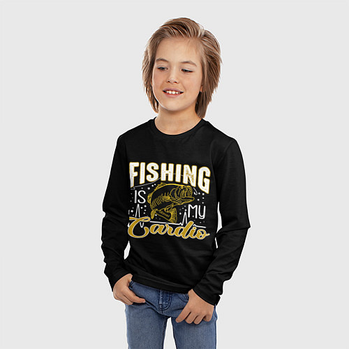 Детский лонгслив Fishing is my Cardio / 3D-принт – фото 3