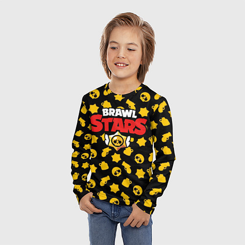 Детский лонгслив Brawl Stars: Yellow Style / 3D-принт – фото 3