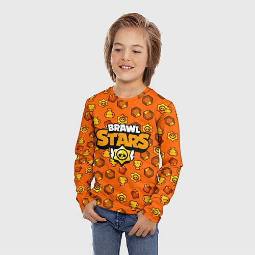Детский лонгслив Brawl Stars: Orange Team / 3D-принт – фото 3