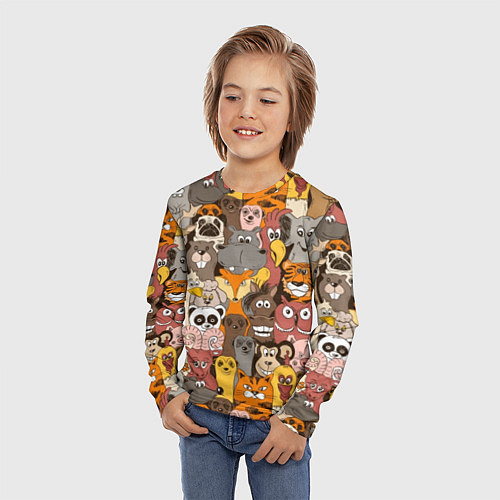 Детский лонгслив Прикольные зверушки / 3D-принт – фото 3