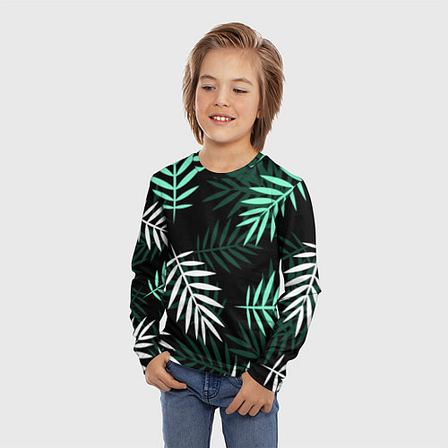 Детский лонгслив Листья пальмы / 3D-принт – фото 3