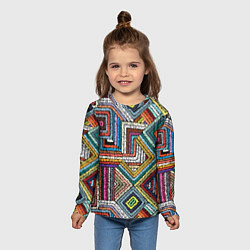 Лонгслив детский Этнический орнамент вышивка, цвет: 3D-принт — фото 2