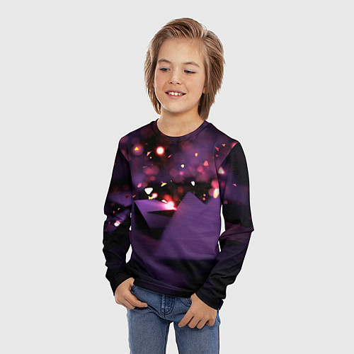 Детский лонгслив Фиолетовая абстракция с блестками / 3D-принт – фото 3