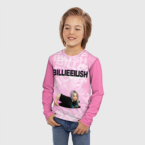 Детский лонгслив Billie Eilish: Pink Mood / 3D-принт – фото 3
