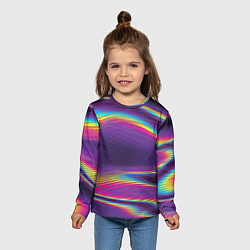 Лонгслив детский Разноцветные волнообразные, цвет: 3D-принт — фото 2