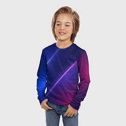 Лонгслив детский Фиолетово 3d волны 2020, цвет: 3D-принт — фото 2