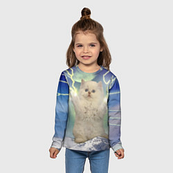Лонгслив детский Грозовой Котик, цвет: 3D-принт — фото 2