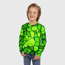 Лонгслив детский Зеленая мозаика, цвет: 3D-принт — фото 2