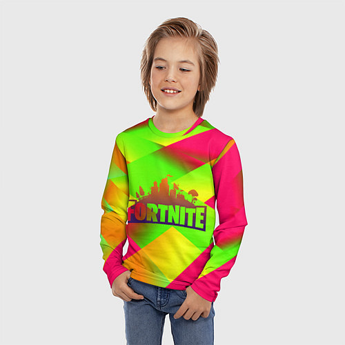 Детский лонгслив Fortnite гамма абстракция / 3D-принт – фото 3