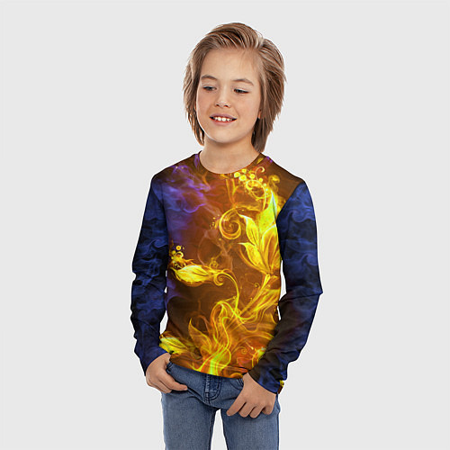 Детский лонгслив Огненный цветок / 3D-принт – фото 3