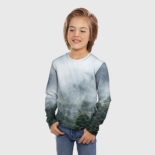 Детский лонгслив Туманный лес / 3D-принт – фото 3