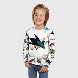 Лонгслив детский San Jose Sharks NHL teams pattern, цвет: 3D-принт — фото 2
