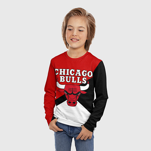 Детский лонгслив CHICAGO BULLS / 3D-принт – фото 3