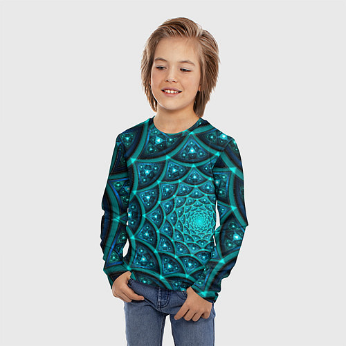 Детский лонгслив Асимметрия узор круги фигуры / 3D-принт – фото 3