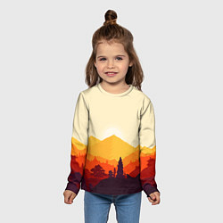 Лонгслив детский Горы закат пейзаж лиса арт, цвет: 3D-принт — фото 2