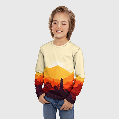Детский лонгслив Горы закат пейзаж лиса арт / 3D-принт – фото 3