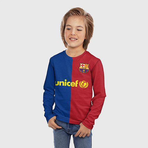 Детский лонгслив Форма Barcelona Messi / 3D-принт – фото 3
