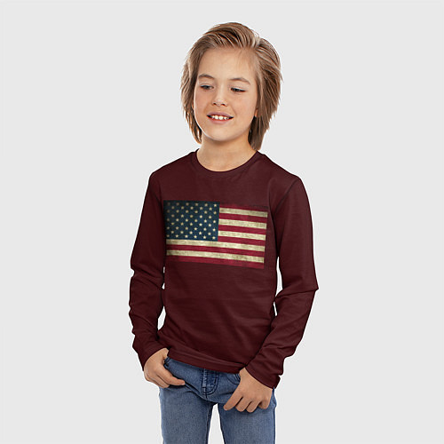 Детский лонгслив USA флаг / 3D-принт – фото 3