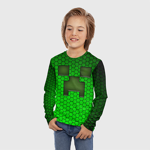 Детский лонгслив Крипер из игры Minecraft / 3D-принт – фото 3