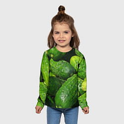 Лонгслив детский Огурцы, цвет: 3D-принт — фото 2
