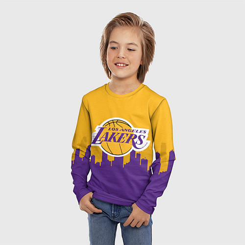Детский лонгслив LOS ANGELES LAKERS / 3D-принт – фото 3