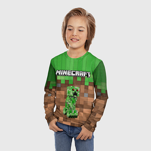 Детский лонгслив MineCraft Крипер / 3D-принт – фото 3
