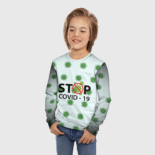 Детский лонгслив Stop COVID / 3D-принт – фото 3